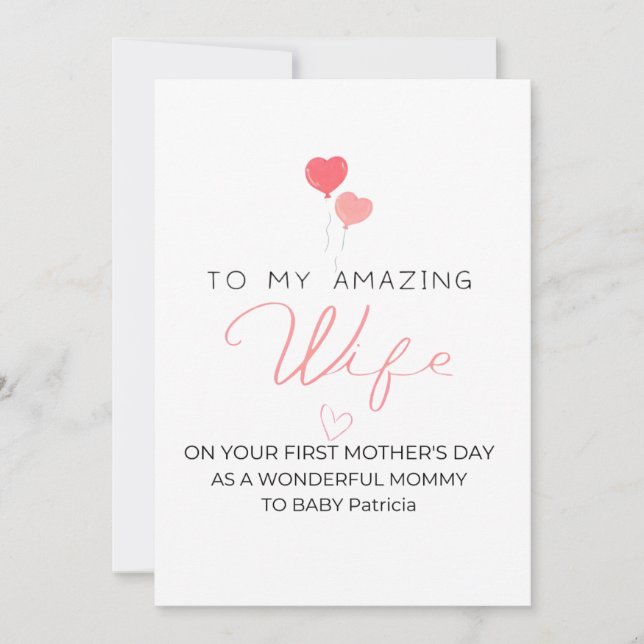 Personalized First Mother's Day For Wife,Patricia	 Holiday Card (Front)