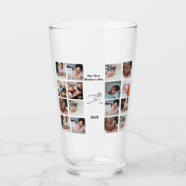 Personalized First Mother's day Photo Collage  Glass (Front)