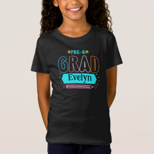 Personalized First Name Pre K Grad Retro for Girls T-Shirt