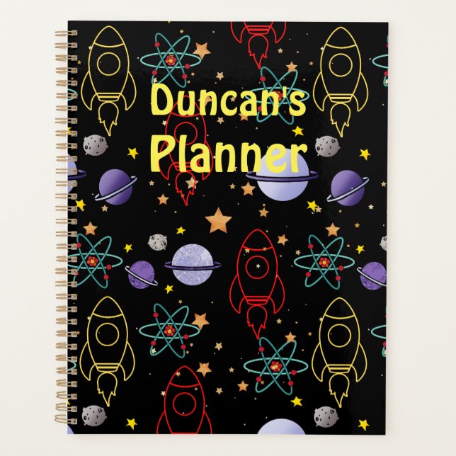 Personalized First Name Space Themed Planner (Front)