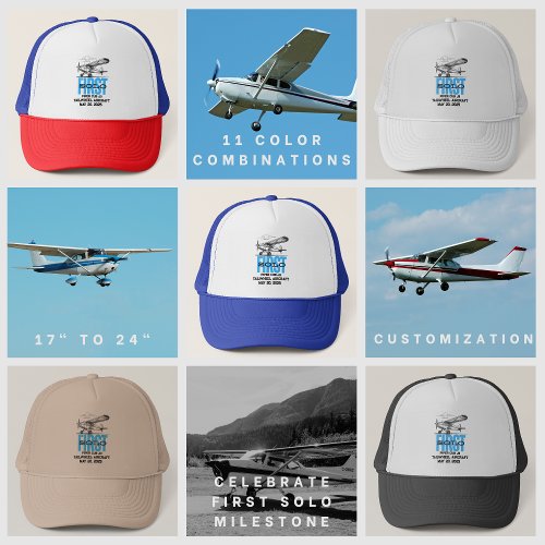 Personalized First Solo  PILOT  Airplane Simple Trucker Hat