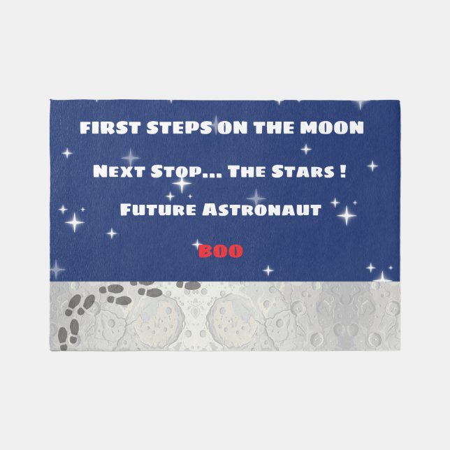 Personalized First Steps On The Moon Kids Large  Rug (Front)