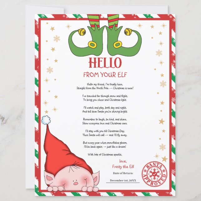 Personalized First Time Elf Arrival Letter (Front)