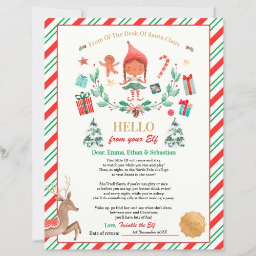 Personalized First Time Elf Arrival Letter
