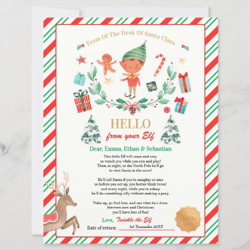 Personalized First Time Elf Arrival Letter