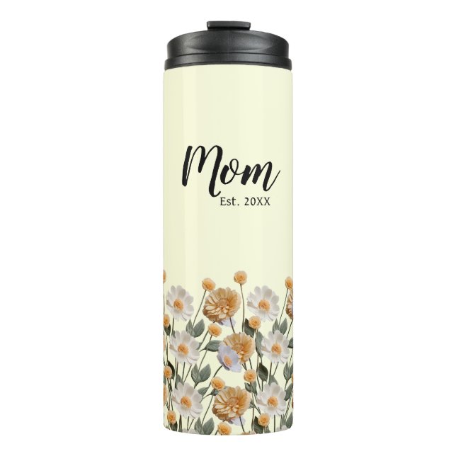 Personalized First Time Mom Gift Floral  Thermal Tumbler (Front)