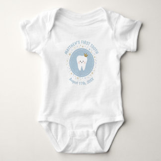 Personalized First Tooth Baby Milestones Outfit. B Baby Bodysuit