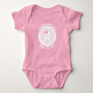 Personalized First Tooth Baby Milestones Outfit. B Baby Bodysuit