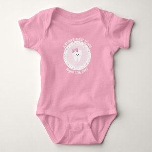 Personalized First Tooth Baby Milestones Outfit. B Bodysuit