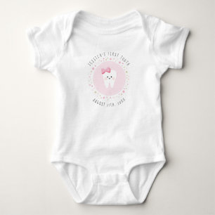 Personalized First Tooth Baby Milestones Outfit. Bodysuit