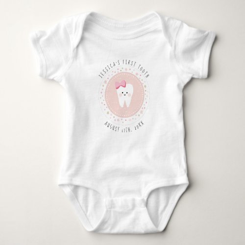 Personalized First Tooth Girl Milestones Outfit Baby Bodysuit