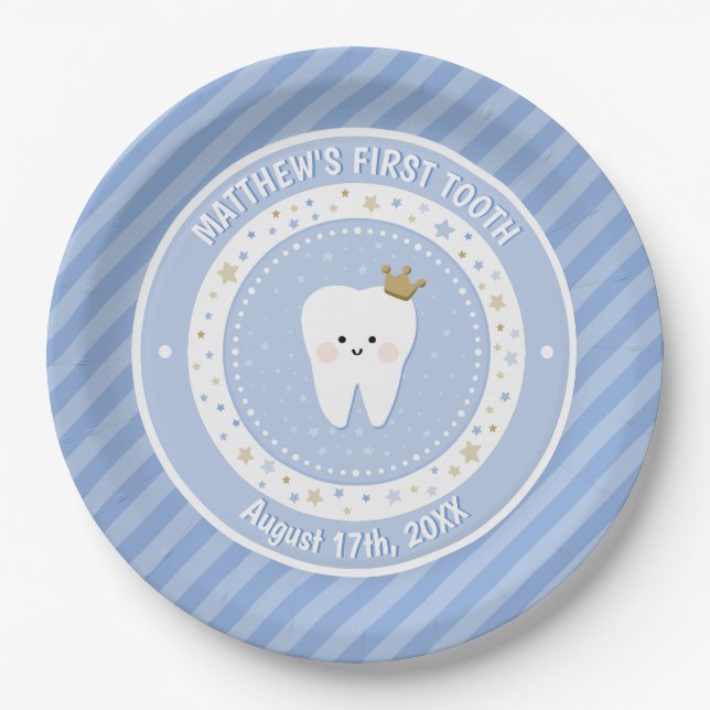 Personalized First Tooth  Paper Plates (Front)