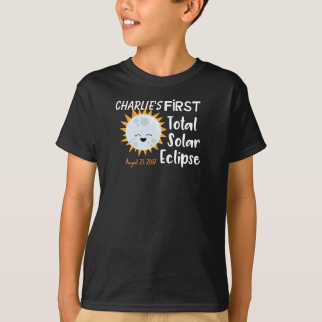Personalized First Total Solar Eclipse Emoji Tee (Front)