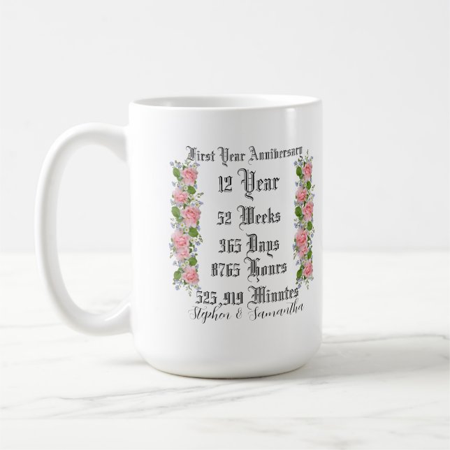 Personalized first  year anniversary typography  coffee mug (Left)