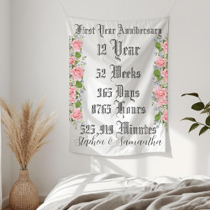 Personalized first year anniversary typography tapestry