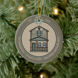 Personalized First Year Home Real Estate Buyer Ceramic Ornament