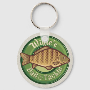 Personalized Fish and Tackle Shop Fishing Angler Keychain