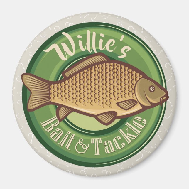Personalized Fish and Tackle Shop Fishing Angler Magnet (Front)