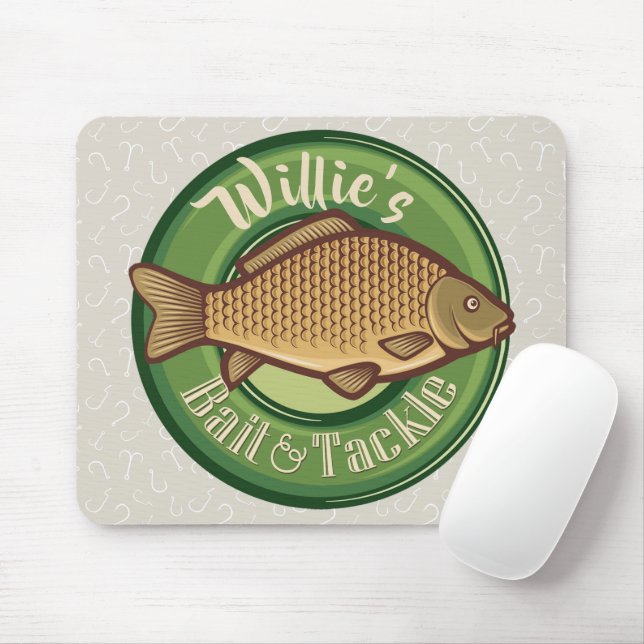 Personalized Fish and Tackle Shop Fishing Angler Mouse Pad (With Mouse)