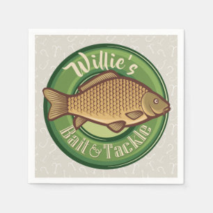 Personalized Fish and Tackle Shop Fishing Angler Napkins
