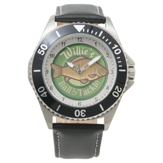 Personalized Fish and Tackle Shop Fishing Angler Watch (Front)