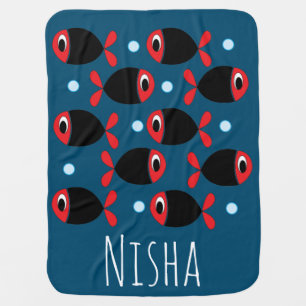 Personalized Fish Baby Name Blanket