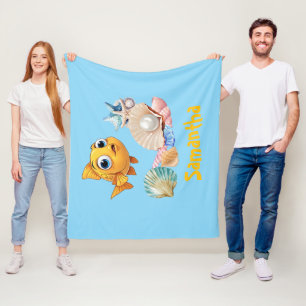 Personalized Fish Blanket Custom Name Ocean