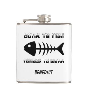 Personalized fisherman Dad gift, Born to fish Flask