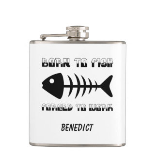 Personalized fisherman Dad gift, Born to fish Flask