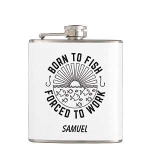 Personalized fisherman gift, Born to fish Flask