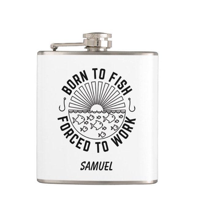 Personalized fisherman gift, Born to fish Flask (Front)