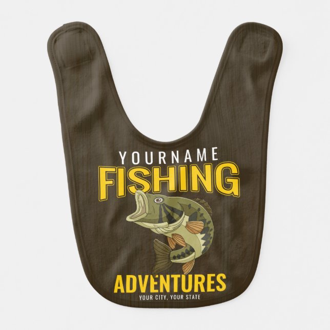 Personalized Fishing Adventures Bass Fish Angler  Baby Bib (Front)