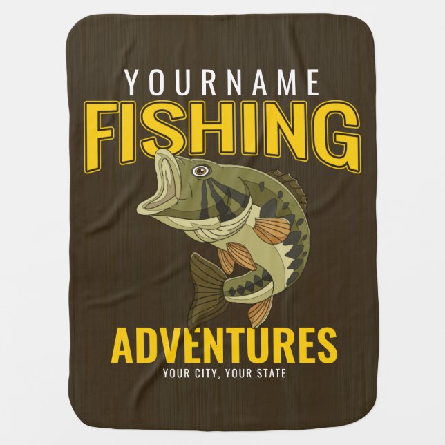Personalized Fishing Adventures Bass Fish Angler  Baby Blanket (Front)