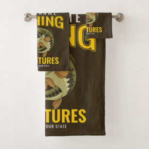 Personalized Fishing Adventures Bass Fish Angler Bath Towel Set