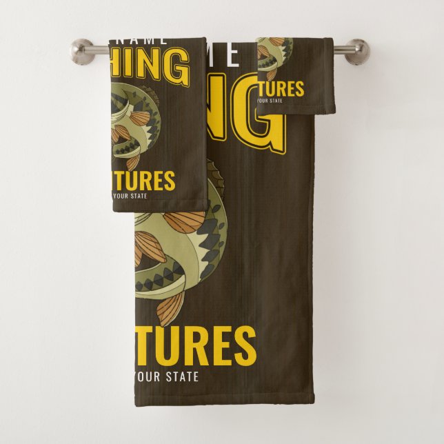 Personalized Fishing Adventures Bass Fish Angler  Bath Towel Set (Insitu)