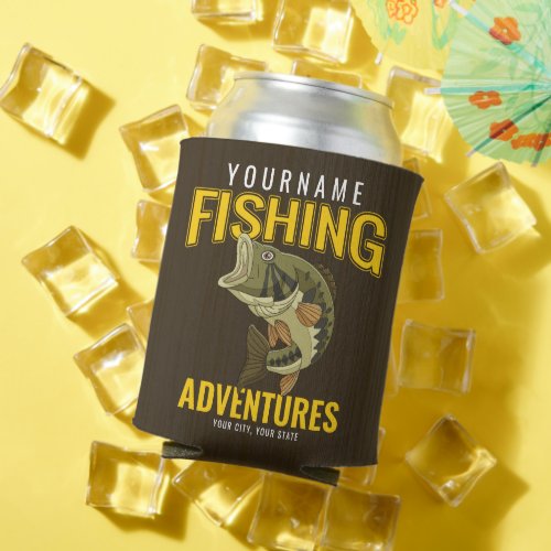 Personalized Fishing Adventures Bass Fish Angler  Can Cooler