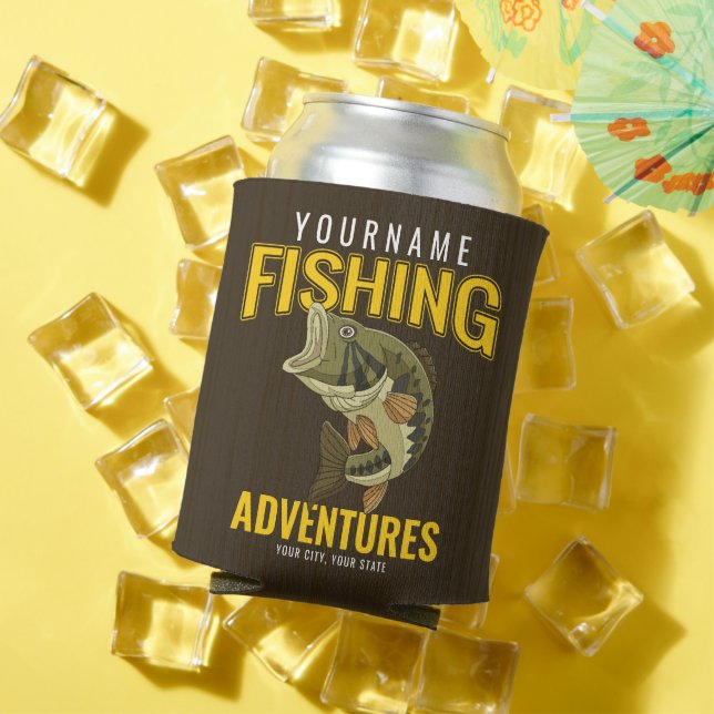 Personalized Fishing Adventures Bass Fish Angler  Can Cooler (In Situ Summer)