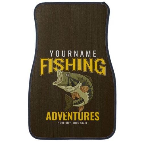 Personalized Fishing Adventures Bass Fish Angler Car Floor Mat