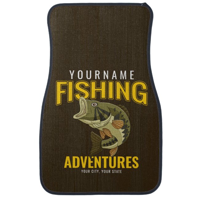 Personalized Fishing Adventures Bass Fish Angler Car Floor Mat (Front)