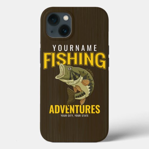 Personalized Fishing Adventures Bass Fish Angler  iPhone 13 Case