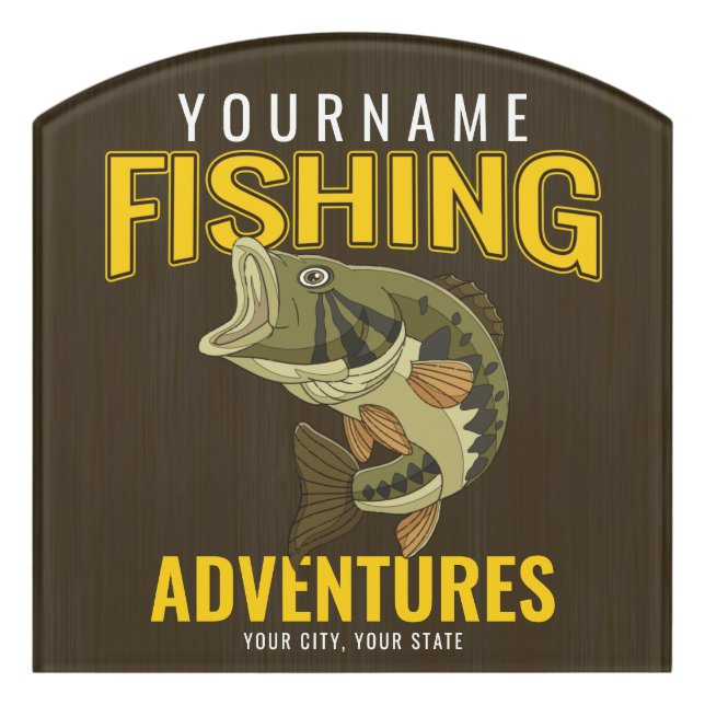 Personalized Fishing Adventures Bass Fish Angler  Door Sign (Contour Front)