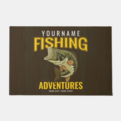 Personalized Fishing Adventures Bass Fish Angler Doormat