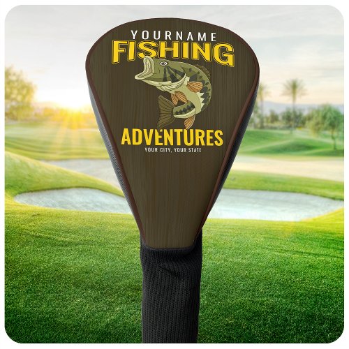 Personalized Fishing Adventures Bass Fish Angler  Golf Head Cover