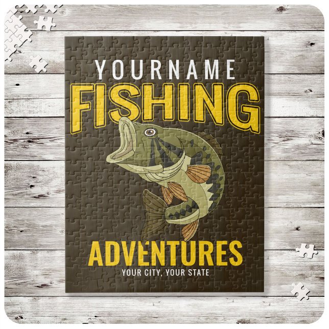Personalized Fishing Adventures Bass Fish Angler  Jigsaw Puzzle (Creator Uploaded)