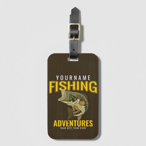 Personalized Fishing Adventures Bass Fish Angler  Luggage Tag
