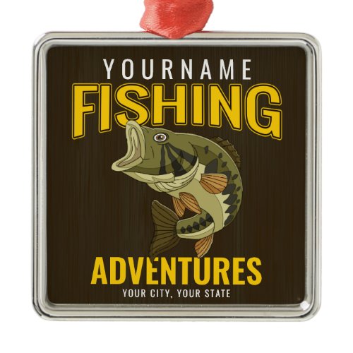 Personalized Fishing Adventures Bass Fish Angler  Metal Ornament