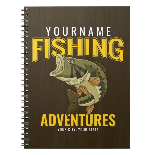 Personalized Fishing Adventures Bass Fish Angler  Notebook