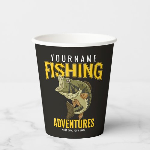 Personalized Fishing Adventures Bass Fish Angler  Paper Cups