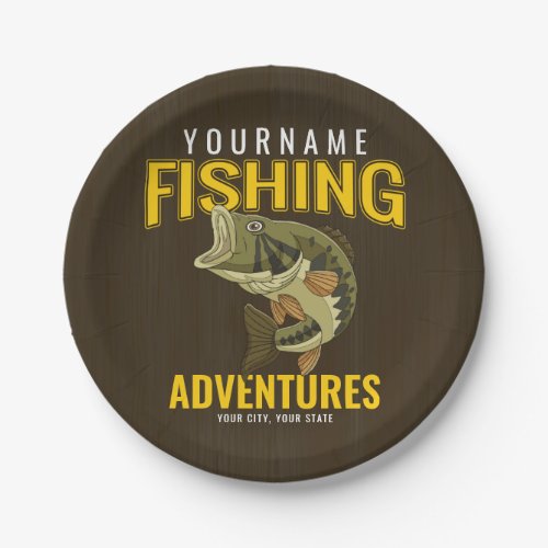 Personalized Fishing Adventures Bass Fish Angler  Paper Plates