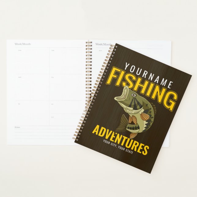 Personalized Fishing Adventures Bass Fish Angler  Planner (Display)